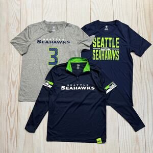 Seattle Seahawks NFL Youth Size Large 14/16 T-Shirt 1/4 Zip Bundle Lot Of 3